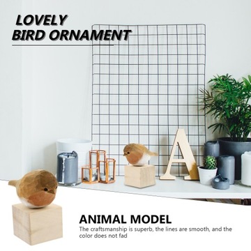 Ptak Rzeźba Biurowa Ozdoba Drewniana Małe Zabawki