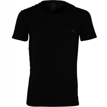 DIESEL _ Czarny T-Shirt SLIM Czerwone Logo - M