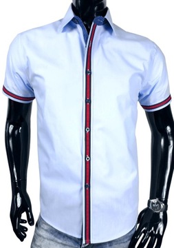 KOSZULA MĘSKA KRÓTKI RĘKAW BŁĘKIT _ EK76 r. M/L