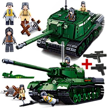 Klocki Czołg IS-2/SU152 Niszczyciel Rosyjski Wojsko 2 Figurki + LEGO BROŃ
