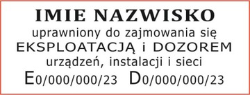 Pieczątka ELEKTRYKA UPRAWNIENIA SEP E Dozór