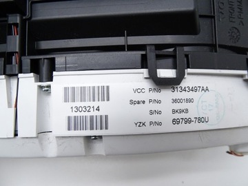 PŘÍSTROJOVÁ DESKA BUDÍKY 31343497 31343497AA VOLVO S60 V60 XC60 I 2.4 AUTOMAT