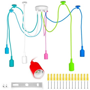 Kolorowa lampa loft żyrandol pająk oplot spider 6