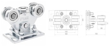 ТЕЛЕЖКА ДЛЯ ОТКАТНЫХ ВОРОТ КОМПЛЕКТ 80х80