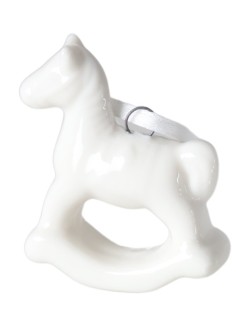 Ceramiczna figurka KOŃ NA BIEGUNACH biały 4,5cm