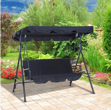 МЕТАЛЛИЧЕСКИЕ САДОВЫЕ КАЧЕЛИ, ОТДЕЛЬНО СТОЯЩАЯ СКАМЬЯ-КАЧАЛКА С КРЫШКОЙ НА 3 ЧЕЛОВЕКА