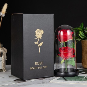 ВЕЧНАЯ РОЗА В СТЕКЛЕ, СВЕТЯЩИЙСЯ СВЕТОДИОД В ЧЕРНОЙ КОРОБКЕ, ПОДАРОК ​​НА ЖЕНСКИЙ ДЕНЬ
