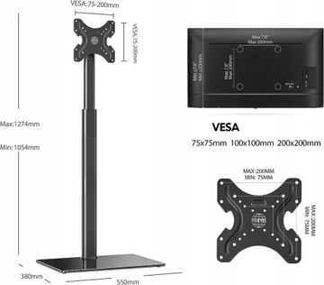 ПОДСТАВКА ДЛЯ ТЕЛЕВИЗОРА Fitueyes TT104601GB ПОДСТАВКА С РУЧКОЙ 19–42 ДЮЙМА, ВЕС ДО 35 КГ