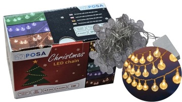 Lampki Choinkowe 230V 30 LED 4,5M 8 trybów 3 barwy kurtyna wewnętrzna biała