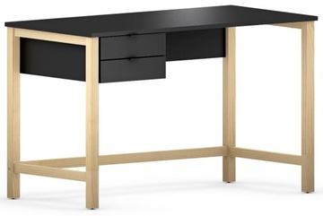 CZARNE Biurko z Szufladami Stelaż DREWNO 120 cm