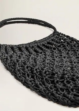 ЧЕРНАЯ ВЯЗАННАЯ КРЮЧКОМ СУМКА МАНГО