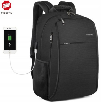 Plamoodporny plecak Tigernu na laptopa 15,6 USB