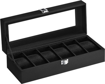 PUDEŁKO NA ZEGARKI CZARNA SZKATUŁKA ORGANIZER ETUI SKRZYNECZKA PREZENT x6