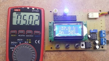 Termostat 1kanał LCD 2x8 20-99oC 0-10V Klima