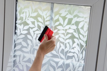 Пленка для окон, витрин, статический шпон, БЕЛЫЕ ЛИСТЬЯ, декоративная