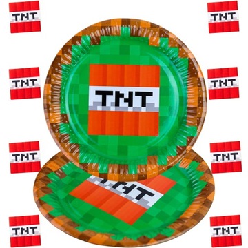 Zestaw PIXELE Kubeczki Talerzyki SERWETKI MINECRAFT zestaw 32 elementy