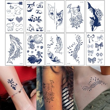 10Pcs/set Herbal Semi-Permanent Tattoo Sticker Small Waterproof Sweat Long