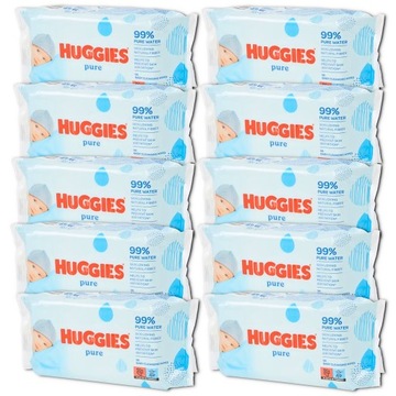 HUGGIES PURE 99% WODY WIPES CHUSTECZKI NAWILŻANE 10 x 56 = 560