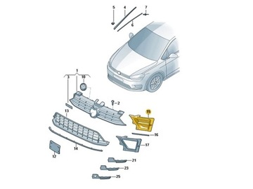Kratka Atrapa Zderzaka Przód VW Golf Sportsvan OE