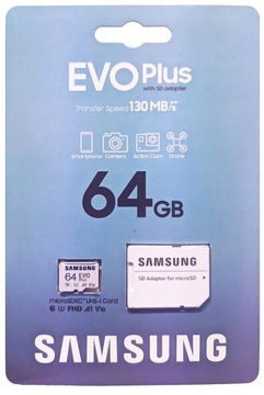 КАРТА ПАМЯТИ SAMSUNG EVO+ 64 ГБ micro SD 100 МБ/с