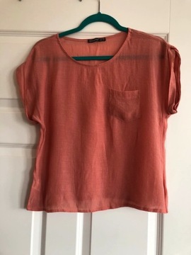 Atmosphere t-shirt bluzka nude krótka oversize 38