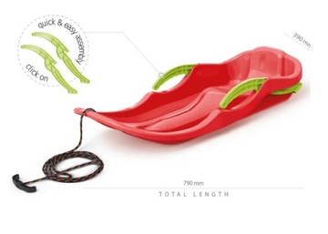 Профилированные салазки со спинкой RACE с тросом и ЗЕЛЕНЫМИ тормозами