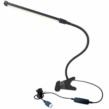 Настольная лампа с зажимом, прикроватная лампа для чтения, вкл.