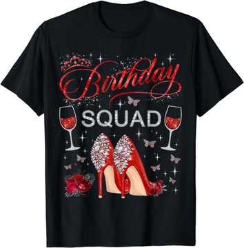 Birthday Squad Diva Squad Crown Hearts High Heel Women Girls T-Shirt