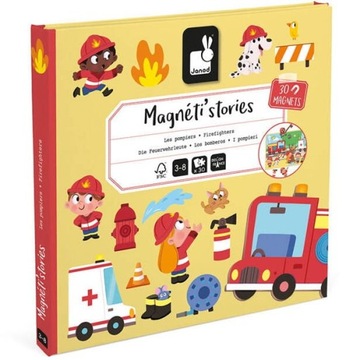 Układanka Magnetyczna Strażacy Magneti'stories dla dzieci, 3 lata+, Janod
