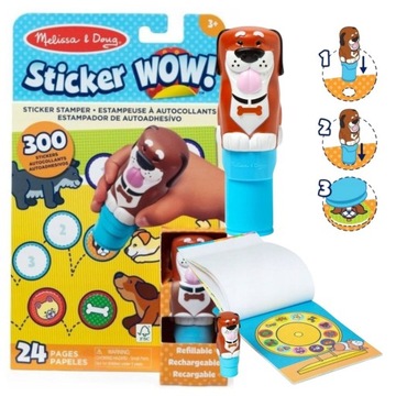 STICKER WOW Stempelek PIESEK z Naklejkami 300 Szt Książeczka Zestaw