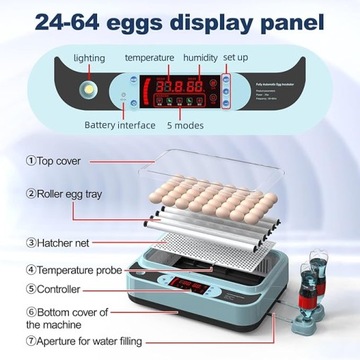 Автоматический вращающийся инкубатор, 24 яйца