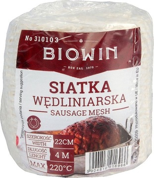 SIATKA WĘDLINIARSKA DO SZYNKI WĘDZENIE PEKLOWANIE 22cm 4mb 220st