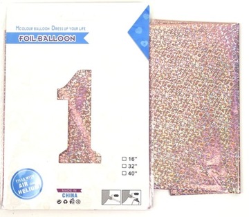 BALON FOLIOWY NA URODZINY ROSEGOLD 100 CM CYFRA 1