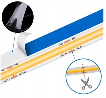 Zestaw Taśma LED Neon COB 24V 10m 4000K BIAŁA NEUTRALNA ZASILACZ PILOT 8mm