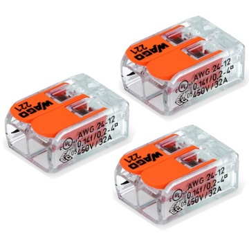 Szybko złączka WAGO z zaciskami 2x4 mm² 3szt