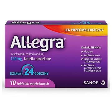 ALLEGRA 120 mg - 10 tabletek Lek na alergię