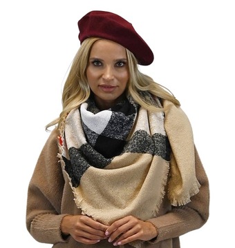 Kobiecy FRANCUSKI Beret z ANTENKĄ BORDO