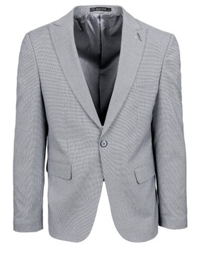 Мужской элегантный приталенный костюм с узором «гусиные лапки» — белый и черный — 52