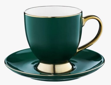 FILIŻANKA + spodek 220ml zielono - złota AMBITION