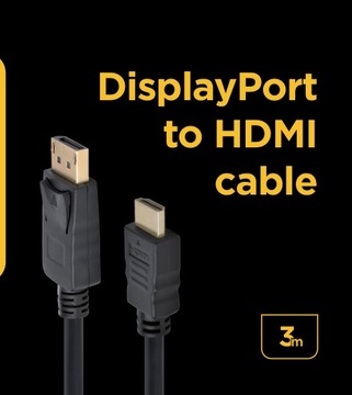 КАБЕЛЬ DisplayPort «папа» — «папа» HDMI DP КАБЕЛЬ HDMI FHD 3M, ЧЕРНЫЙ