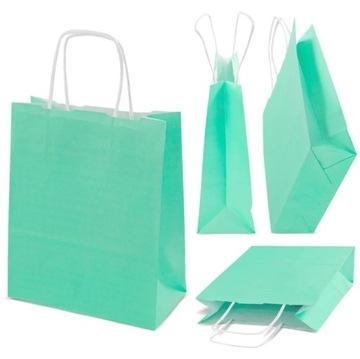 TORBA PAPIEROWA Pastelowa Zieleń 18x8x22,5 EKO Torba Prezentowa 20 sztuk