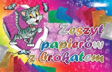 ZESZYT PAPIERÓW OZDOBNYCH B5 Z BROKATEM KOLOROWYCH