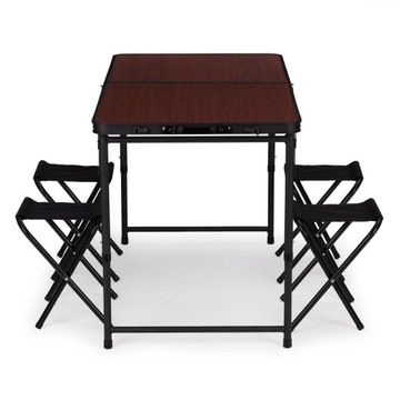 Туристический стол, складной садовый стол, чемодан, 4 стула, 120х60х70 см.