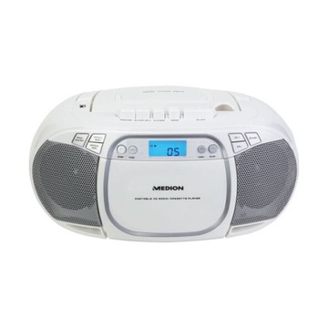 БУМБОКС СТЕРЕО FM MD44176 CD-MP3 USB AUX КАССЕТА БЕЛАЯ