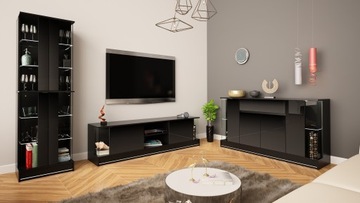 ШКАФ ДЛЯ ТЕЛЕВИЗОРА EFECTO 1 185см МАТОВЫЙ ЧЕРНЫЙ ГЛЯНЦЕВЫЙ + LED