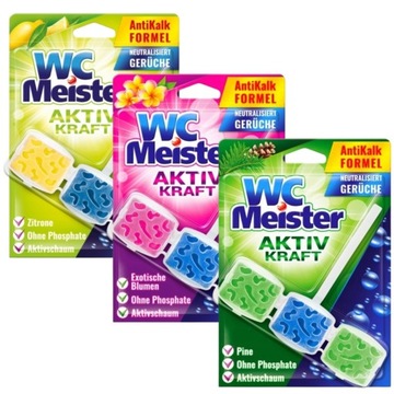 WC Meister AntiKalk Formel zestaw MIX niemieckie zawieszki do toalet 3x45g