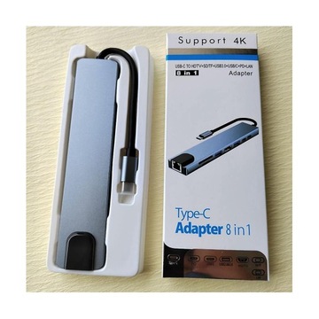 Концентратор USB C до 4K с RJ45, SD/TF, USB-C Data PD, быстрая зарядка