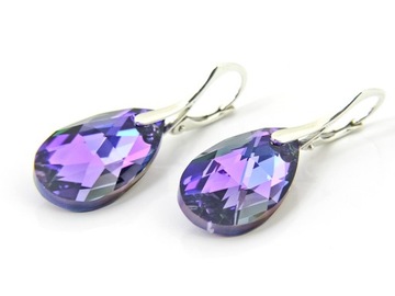 Srebrne Kolczyki z kr. Swarovski Migdały 22mm HEL