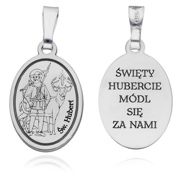 Srebrny medalik Ag 925 rodowany Św. Hubert MDC100R