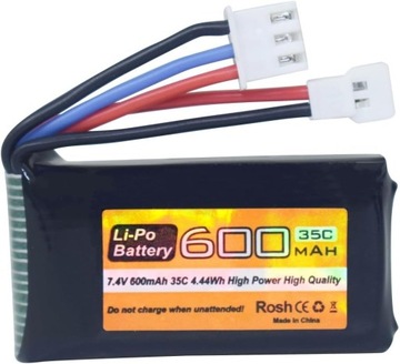 Bateria Lipo 7,4 V 600 mAh 35C 2S Kompatybilna z ciężarówką samochodową FMS FCX24 RC